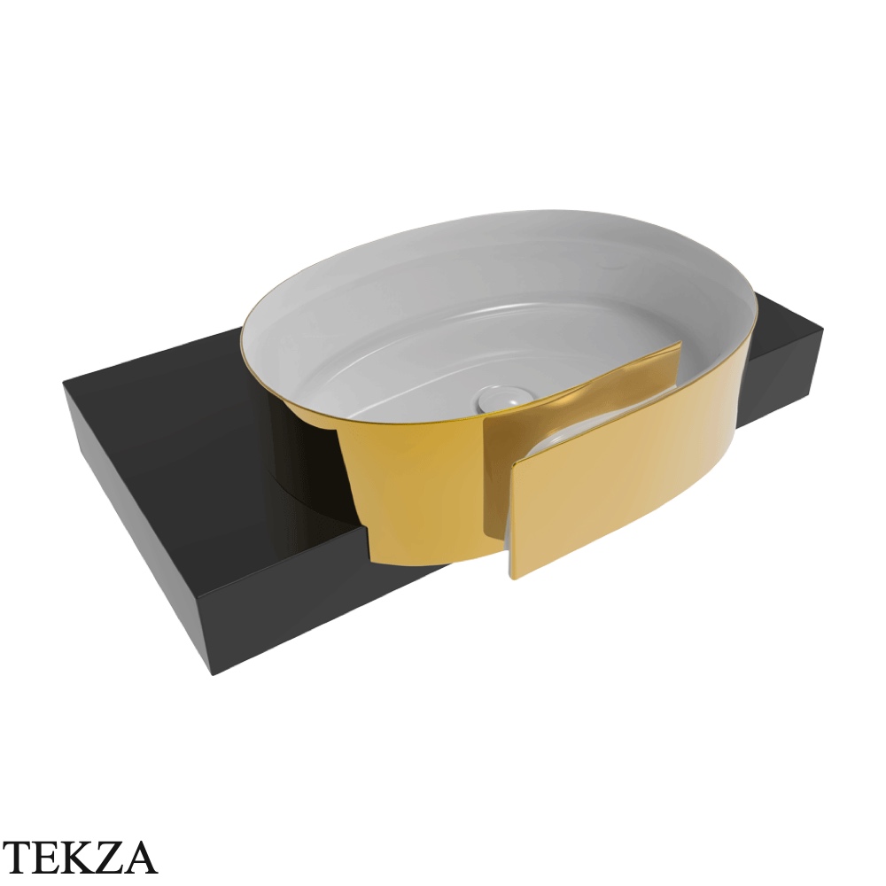 Flaminia Roll раковина полувстраиваемая 56×42×17 см, золото Metal Gold глянец