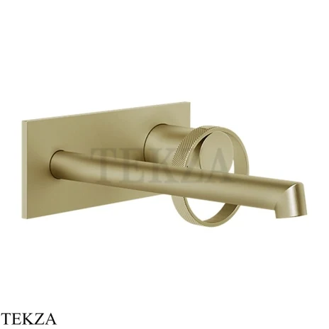 Gessi ANELLO Смеситель для раковины на планке, длинным изливом, внешняя часть 63389-727, Brushed Brass PVD