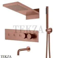 Boheme FUSION Termo Термостат для душа, 3 потока, излив, верхний душ, гарнитур 131-2-CB, Copper Brushed