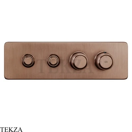 Gessi VENTI20 Термостатический смеситель на 2 потока с кнопками, внешняя часть 65222-708, Copper Brushed PVD