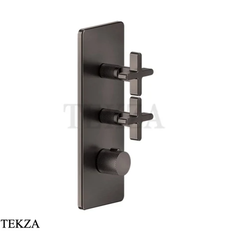 Gessi INCISO WELLNESS Термостат 2 выхода, внешняя часть 58224-707, Black Metal Brushed PVD