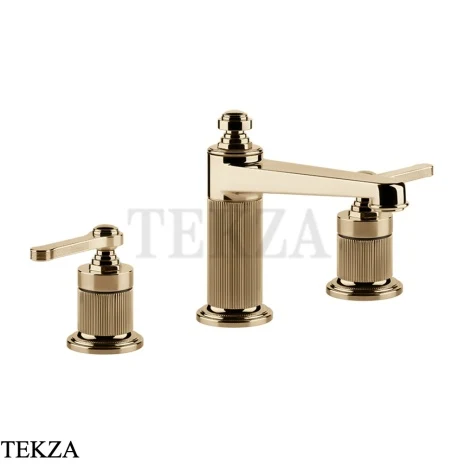 Gessi VENTI20 Смеситель для раковины на 3 отверстия средний, с донным клапаном 65012-735, Warm Bronze PVD