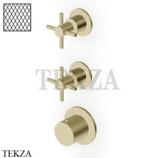 Zucchetti Helm Diagonal Термостат для душа на 2 потока, внешняя часть ZHM802.XP31G3, brushed british gold PVD