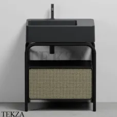 CIELO MARCEL Консоль напольная с ящиком Tinto nero, раковина Lavagna