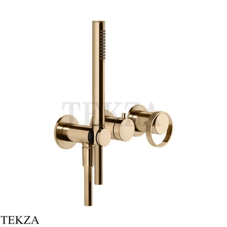 Gessi ANELLO Смеситель для душа на 2 потока, с гарнитуром, внешняя часть 63345-735, Warm Bronze PVD