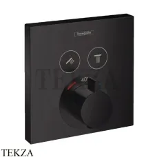 Hansgrohe ShowerSelect Термостат для душа на 2 потребителя, квадрат, внешняя часть 15763670, черный матовый