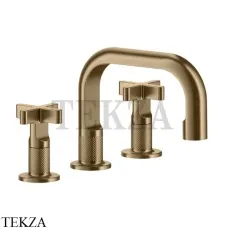 Gessi INCISO+ Смеситель для раковины на 3 отверстия, с донным клапаном 58111-726, Warm Bronze Br.