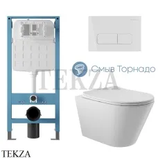 Aqueduto CONE Plus Комплект унитаза торнадо c инсталляцией, кнопка белый глянец AQDS354T, Белый глянец