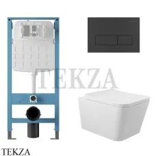 Aqueduto MACIO Комплект унитаза c инсталляцией, кнопка черный матовый AQDS216, Белый глянец