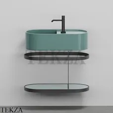 Cielo Les Petites Ovale 60 Консоль с раковиной LPLAO60, керамическая полка, Smeraldo Cielo Les Petites Ovale 60 Консоль с раковиной LPLAO60, керамическая полка, Smeraldo