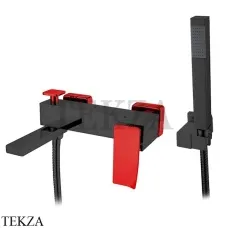 Boheme Q.2 Смеситель для ванны настенный, с гарнитуром 143-BR.2, Черный-красный