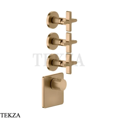 Gessi INCISO WELLNESS Термостат 3 выхода, внешняя часть 58346-726, Warm Steel Br. PVD