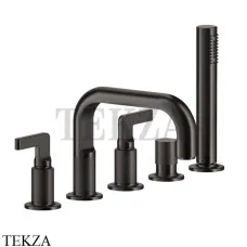 Gessi INCISO Смеситель на борт ванны с изливом, гарнитуром 58040-707, Black Metal brushed