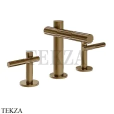 Gessi Incastri Смеситель для раковины на 3 отв., без донного клапана 75014-791, Deep Bronze Brushed PVD