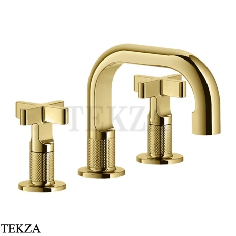 Gessi INCISO+ Смеситель для раковины на 3 отверстия, с донным клапаном 58111-246, Gold PVD