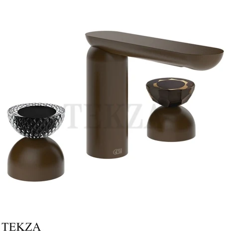 Gessi Perle Смеситель для раковины на 3 отв., без гарнитура 74786-845, бронза Dark Brush