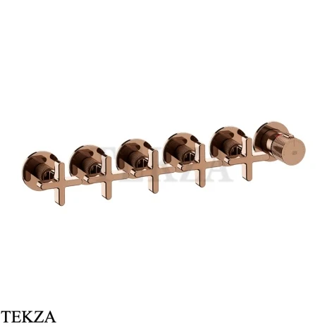 Gessi INCISO SHOWER Термостатический смеситель, 5 потоков, внешняя часть 58440-030, Copper PVD