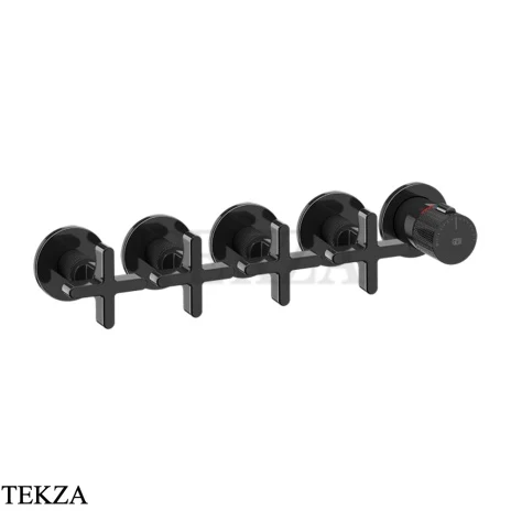 Gessi INCISO SHOWER Термостатический смеситель, 4 потока, внешняя часть 58438-706, Black Metal PVD