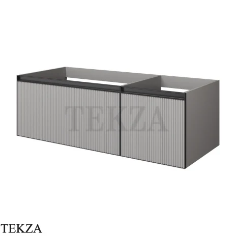 ARMADI ART QUATRO Тумба под раковину 120 см 790-M2-120-L-RIB-A, LUNA (луна) FUGA (рифлёный фасад), профиль ANTHRACITE (антрацит)