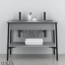 CIELO CATINO DOPPIO Консоль с двойной керамической раковиной, Brina-черный