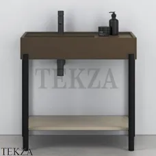 CIELO Plinio 85 Консоль с керамической раковиной и полкой, Cacao-черный