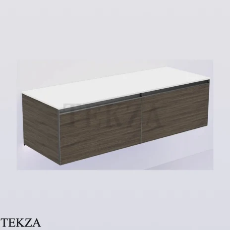 ARMADI ART QUATRO Тумба под раковину 140 см с внутренней подсветкой 790-M2-140(70+70)-OA-A+L, OAK ANTHRACITE (дуб антрацит), профиль ANTHRACITE (антрацит)