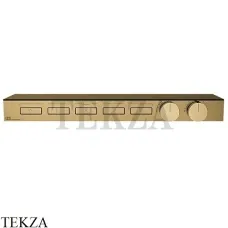 Gessi HI-FI Термостатический смеситель с полочкой, на 5 потоков, внешняя часть 63028-727, Brushed Brass PVD