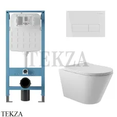 Aqueduto CONE Комплект унитаза c инсталляцией, кнопка белый глянец AQDS206, Белый глянец