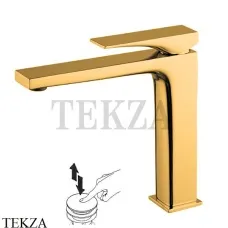 FIMA Carlo Frattini Zeta Смеситель для раковины, с донным клапаном F3961LNOR, золото глянец