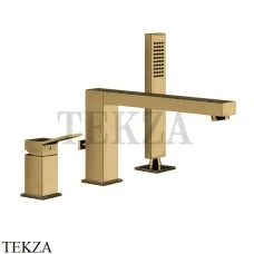 Gessi RETTANGOLO K Смеситель для ванны на 3 отверстия 53037-727, Brushed Brass