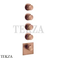 Gessi 316 WELLNESS Термостат 4 выхода, внешняя часть 54508-708, Copper Brushed