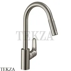 Hansgrohe Focus M41 Смеситель для кухни с выдвижной лейкой 2jet 31815800, сталь