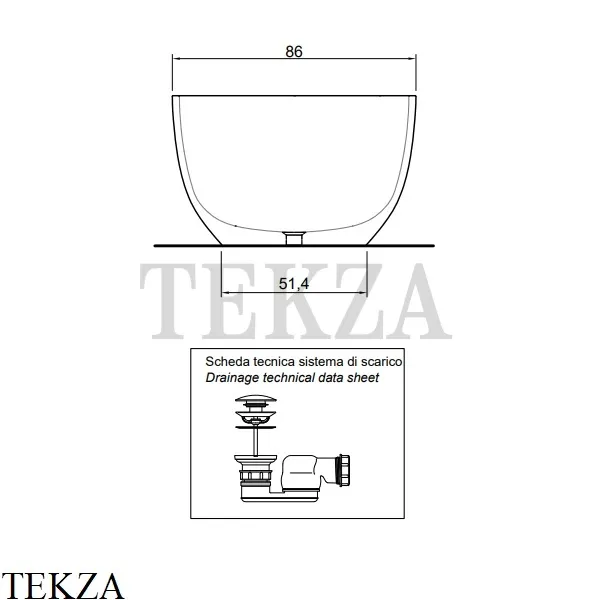 Antonio Lupi REFLEX Ванна овальная свободностоящая, Cristalmood, Fume