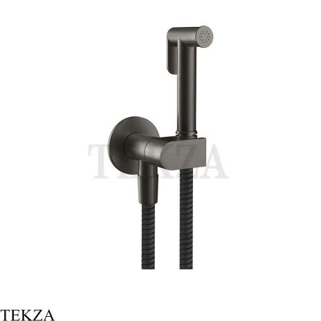 Gessi Гигиенический душ с запорным узлом, выводом воды и держателем 45126-707, black хром Brush