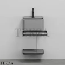 Cielo Les Petites Quadrato Консоль с раковиной LPLAQ35, керамическая полка, Cemento Cielo Les Petites Quadrato Консоль с раковиной LPLAQ35, керамическая полка, Cemento