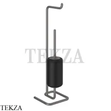 Gessi Goccia Стойка с держателем для туалетной бумаги и ершиком 38068-126, Black Metal Br.