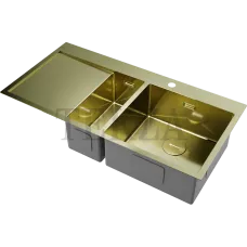Omoikiri Akisame 100-2-R Кухонная мойка нерж. сталь две чаши 4973090 светлое золото Omoikiri Akisame 100-2-R Кухонная мойка нерж. сталь две чаши 4973090 светлое золото