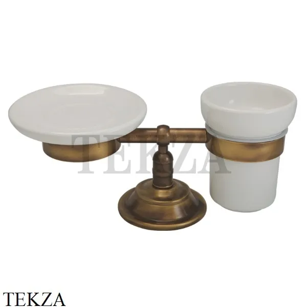 Migliore Mirella Мыльница и стакан настольные 17175, керамика, бронза classic