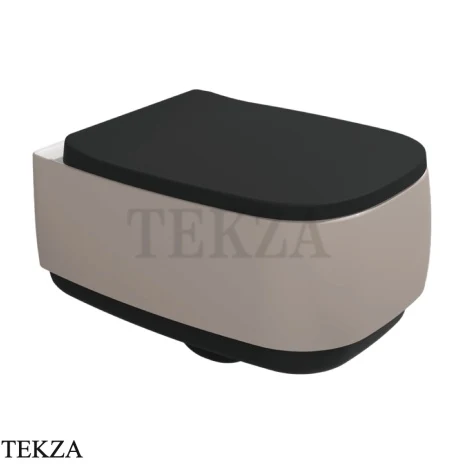 Flaminia Flag унитаз подвесной GoClean чаша без ободка FG118GSAC, бежевый Argilla / чёрный Carbone Stripes матовый