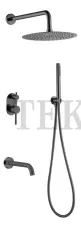 Boheme Uno Смеситель встроенный с изливом, верхний душ, душевой гарнитур Uno 464-2-SGM Shine Gun Metal