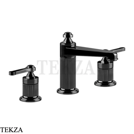Gessi VENTI20 Смеситель для раковины на 3 отв. средний, без донного клапана 65014-706, Black Metal PVD