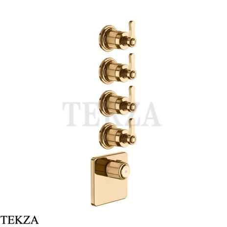 Gessi VENTI20 Термостат для душа, 4 потока, внешняя часть 65210-735, Warm Bronze PVD