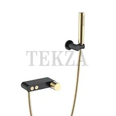 Boheme Stick Смеситель для ванны с изливом и гарнитуром Stick 123-BG Black DIAMOND Gold