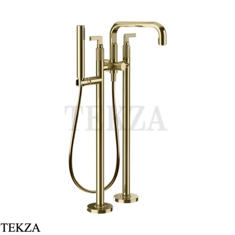 Gessi INCISO Смеситель для ванны напольный, с душевым гарнитуром 58029-710, Brass PVD