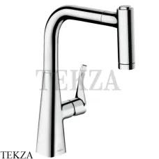 Hansgrohe Metris Смеситель для кухни с выдвижной лейкой 14834000, хром глянец