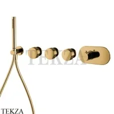 FIMA Carlo Frattini Spillo UP Термостат для душа 3 потока с гарнитуром, внешняя часть F3178X3OS, Brushed gold