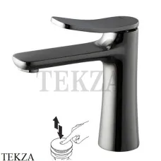 FIMA Carlo Frattini FLO Смеситель для раковины с донным клапаном, F3801CS, Brushed black chrome