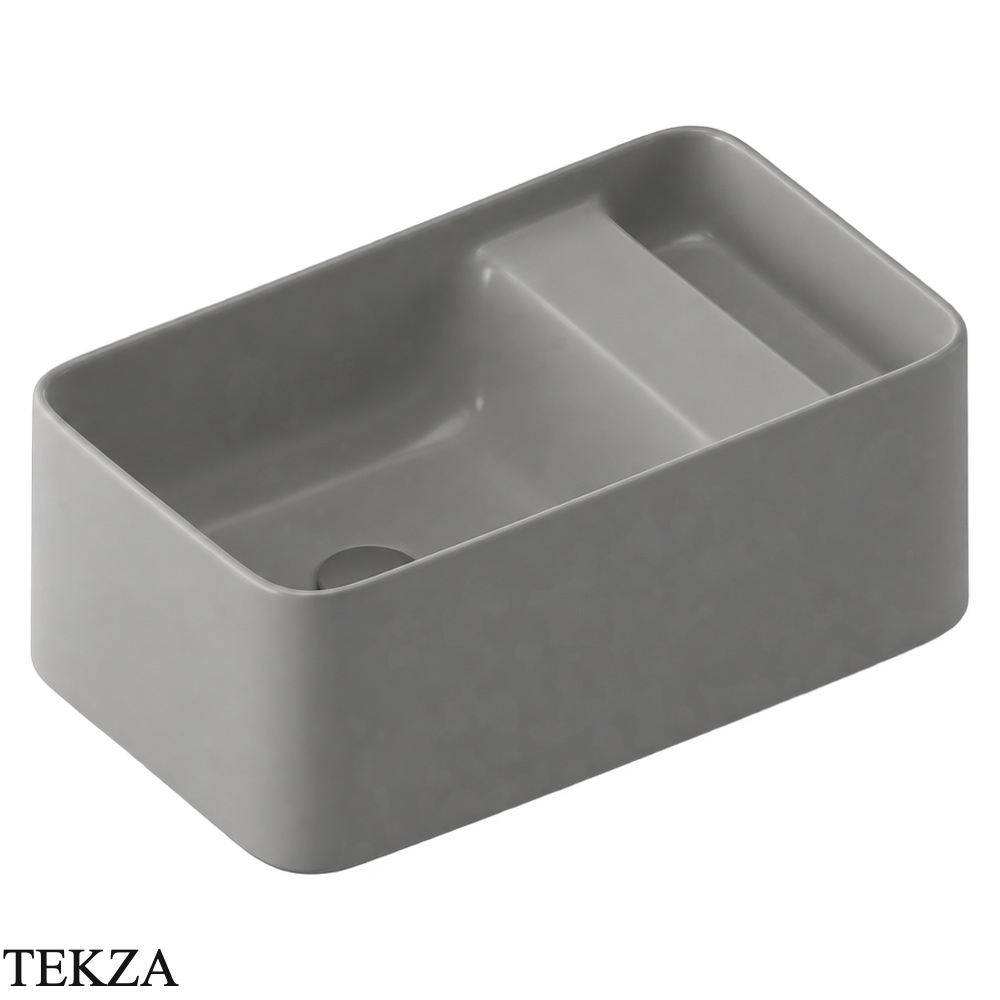 ArtCeram Brooklyn раковина подвесная и накладная The.Saniglaze с боковым сухим отсеком BNL004 60 34, Gravel матовый