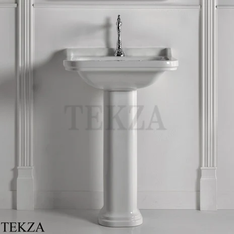 Kerasan Waldorf Раковина на 1 отв., с пьедесталом, керамическая, 4140K1bi/cr*1, белый глянец-хром