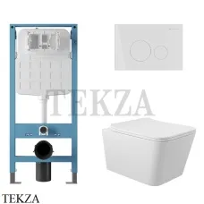 Aqueduto MACIO Комплект унитаза c инсталляцией, кнопка Novo хром глянец AQDS180, Белый глянец